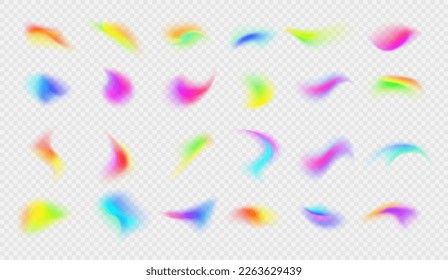 Abstract gradient with blur effect. Multicolor blurred shape collection. Vibrant soft blurry color gradients. Set of spot blurred multicolored brush strokes. Vector illustration