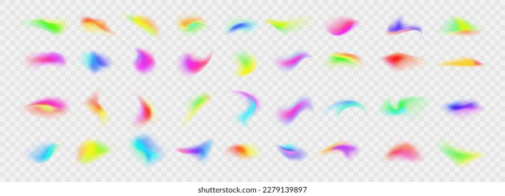 Abstract gradient with blur effect. Multicolor blurred shape collection. Vibrant soft blurry color gradients. Set of spot blurred multicolored brush strokes. Vector illustration