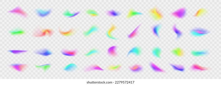 Abstract gradient with blur effect. Multicolor blurred shape collection. Vibrant soft blurry color gradients. Set of spot blurred multicolored brush strokes. Vector illustration