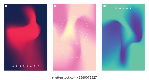 Abstract gradient blurred creative posters set design. Vector illustration