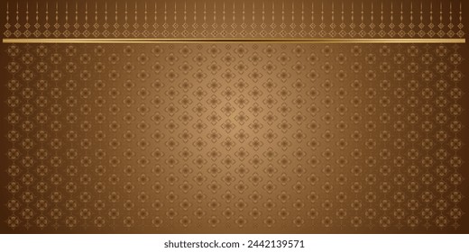 Fondo abstracto del degradado marrón, patrón abstracto del oro del lujo y diseño tailandés del modelo de la tela para el telón de fondo o las redes sociales.