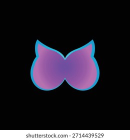 Abstract gradient butterfly wing or bow shape with vibrant blue outline and soft blend effect