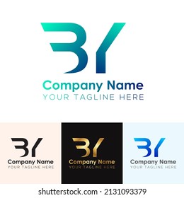 Abstract gradient BY letter logo design