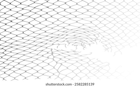 Abstract gradient chainlink fence with damage, symbolizing vulnerability, resilience, or the tension between confinement and freedom, presented in grayscale