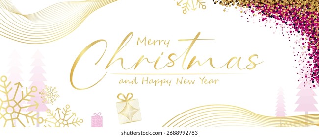 Abstract gradient Christmas Banner background design, modern Xmas background design with snowflake ornament vector illustration