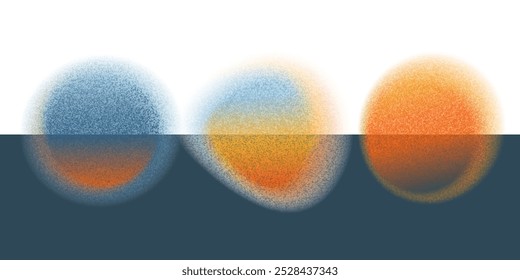 Bolhas de círculo de gradiente abstratas definidas. A forma de círculo de mistura de aquarela granulada é isolada no plano de fundo transparente. Modelo de design de mistura de cores vibrantes