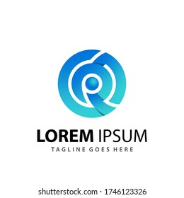 Abstract Gradient Circle Company Logo Design Template Premium Vector