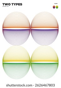 Elemento de design de círculo de gradiente abstrato Cor dois tipos vetor grosso anel isolado