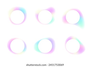 Abstract gradient circle frames set. Circle banner with gradient isolated. Set of Fluid vivid gradients for banners, brochures, covers. Abstract liquid shapes. Colorful bright neon template