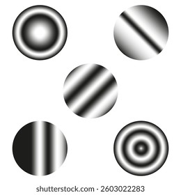 Abstract gradient circles. Optical light effect. Black white glowing. Geometric futuristic design.