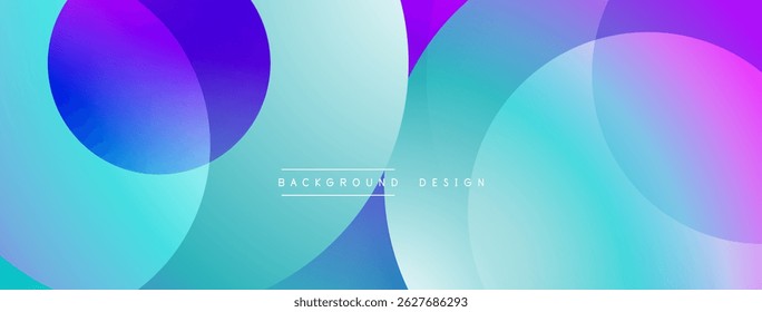 Abstract gradient circles overlap creating vibrant, modern background. Blue, purple hues dominate design, offering smooth transitions.