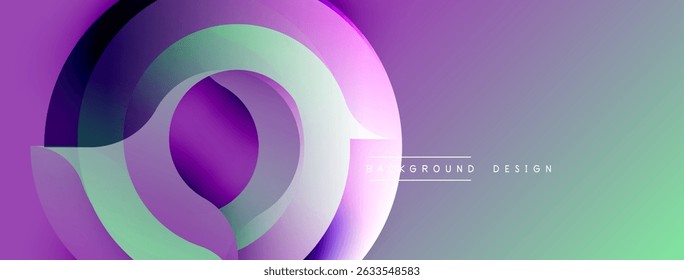 Abstract gradient circles overlap, creating dynamic visual effect. Soft pastel hues blend into light turquoise background. Modern design element.