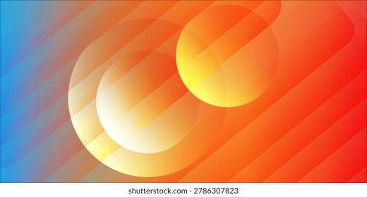Abstract Gradient Circles And Warm Color Background With Diagonal Stripes For Modern Design