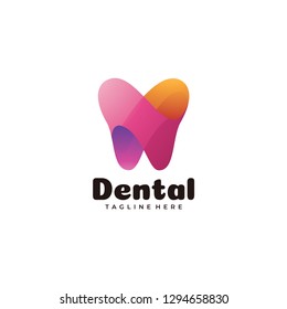 Abstract Gradient Color Dental Logo, Teeth Tooth Vector Icon