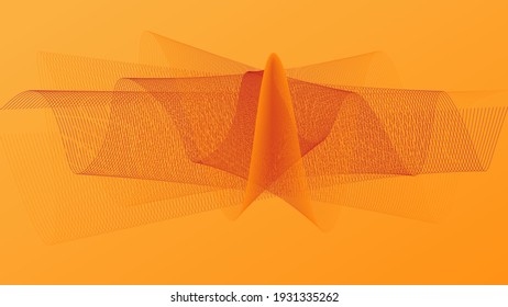 abstrakte Farbverlauf-Farblinie als dynamische, glatte Spiralkurve fließend Flüssigkeit auf orangefarbenem Hintergrund mit Kopienraum für Website-Banner und Plakatkarte dekoratives Grafikdesign