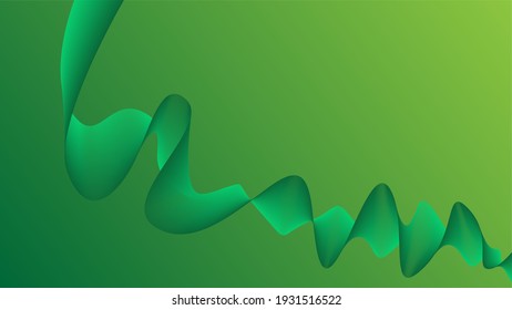 abstract gradient color line as dynamic smooth spiral curve flowing fluid on green lighting background with copy space for website banner and poster card decorative graphic design