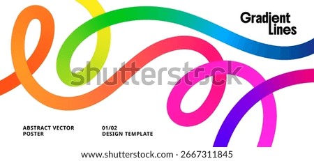 Abstract Gradient Color Shapes Pattern. Background with Wave Rainbow Ribbons. Vector Color Lines with Gradient. Geometric Shapes Graphic Design Element.