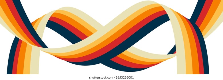 Formas de Redemoinho de Cor de Gradiente Abstrato. Gráficos vetoriais com linhas onduladas nas cores do arco-íris. Padrão De Onda Líquida Colorida.