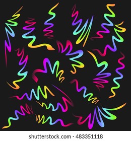Abstract gradient colored ribbons isolated on a black background