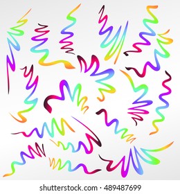 Abstract gradient colored ribbons isolated on white background