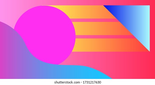 abstract gradient colorful background on memphis triangle square circle shapes