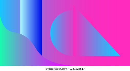 abstract gradient colorful background on memphis triangle square circle shapes