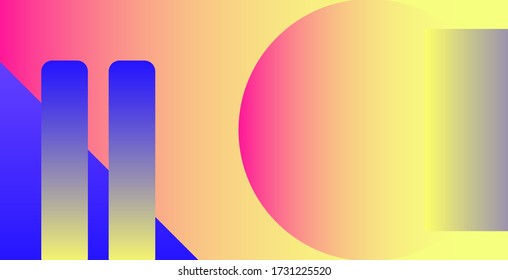 abstract gradient colorful background on memphis triangle square circle shapes