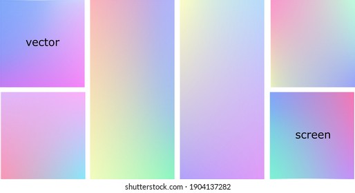 Abstract gradient colorful background set. Website smartphone UI design vector set. Colorful blurred smooth gradients design