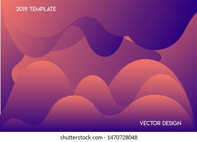 Abstract gradient colorful background vector template with fluid shapes