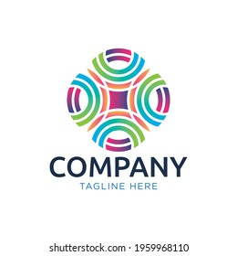 Abstract gradient colorful geometric logo design template