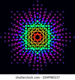 Abstract gradient colorful squares on black background. Vector Illustration