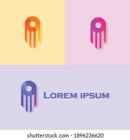 abstract gradient colorfull logo design concept, orange, red, blue.