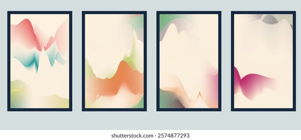 abstract gradient colors water and mountain Chinese watercolor landscape textured pattern template frame design background