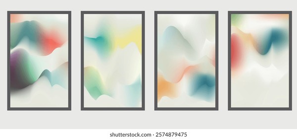 abstract gradient colors water and mountain Chinese watercolor landscape textured pattern template frame design background