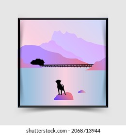 Gradiente abstracto plantilla contemporánea de afiches paisajísticos modernos de mediados de siglo