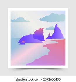 Abstract gradient contemporary mid century modern landscape poster template