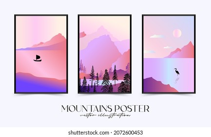 Gradiente abstracto plantilla contemporánea de afiches paisajísticos modernos de mediados de siglo