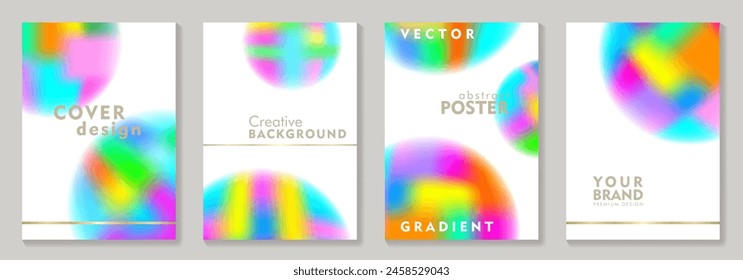 Abstract gradient cover design set with colorful geometric shapes on white background for cover, brochure, catalog, menu design, social media, poster. Modern elegant wallpaper background