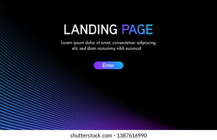 Abstract gradient curve line on black background use for presentation, poster or landing page