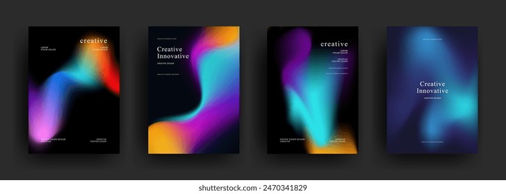 abstract gradient dark background template vector. Minimalist style posters cover with pastel colorful geometric shapes. Modern wallpaper design for social media, brochure, flyer, banner