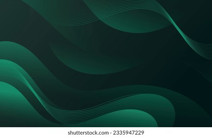 Resumen Gradiente Fondo líquido verde oscuro. Diseño de fondo moderno. Ondas dinámicas. Composición de formas fluidas.  Apto para sitio web, banners, folletos, afiches