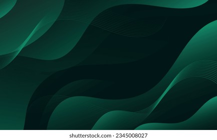 Abstract Gradient  Dark Green  liquid background. Modern  background design. Dynamic Waves. Fluid shapes composition.  Fit for website, banners, brochure, posters