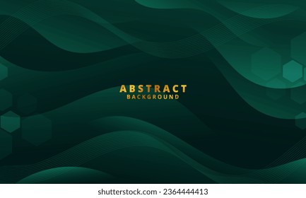 Abstract Gradient  Dark Green  liquid background. Modern  background design. Dynamic Waves. Fluid shapes composition.  Fit for website, banners, brochure, posters