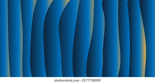 Abstract gradient design with 3d effect, smooth yellow and dark blue curved shapes creating a serene and modern visual effect. Perfect for backgrounds, graphic design, and digital art projects.