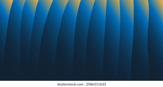 Abstract gradient design with 3d effect, smooth yellow, dark blue curved shapes creating a serene and modern visual effect. Perfect for backgrounds, graphic design, and digital art projects.