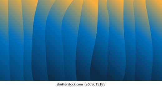 Abstract gradient design with 3d effect, smooth yellow and dark blue curved shapes creating a serene and modern visual effect. Perfect for backgrounds, graphic design, and digital art projects.