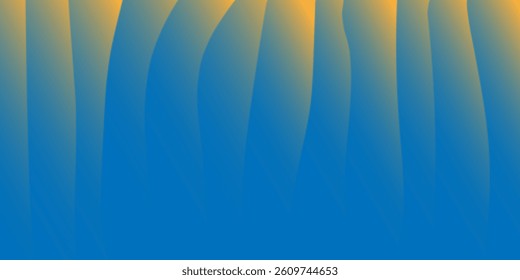 Abstract gradient design with 3d effect, smooth yellow and dark blue curved shapes creating a serene and modern visual effect. Perfect for backgrounds, graphic design, and digital art projects.