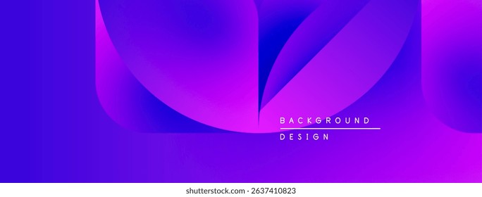 Abstract gradient design. Purple hues blend smoothly creating flowing shapes. Minimalist aesthetic with text elements below.