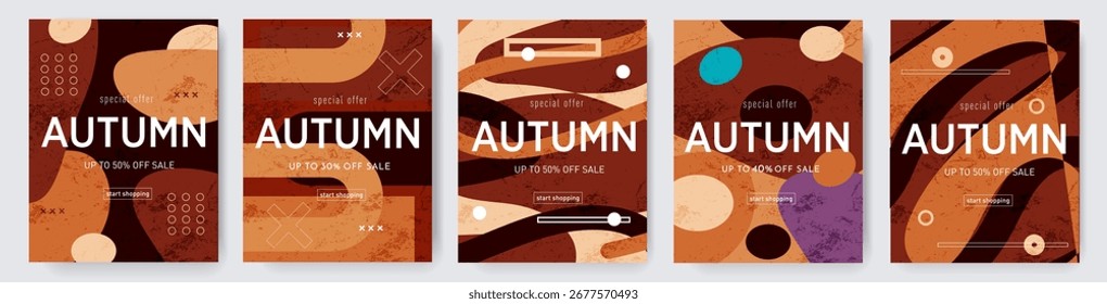 Abstract Gradient Design in Retro Style from the 80s-90s. Modern Geometric Background Patterns for Advertising, Web, Social Media, Posters, Banners, Covers. Sale Offer 30-50%. Vector Illustration.