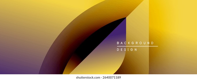 Abstract gradient design. Smooth color transitions, golden hues blend with purple tones. Modern aesthetic, dynamic composition.